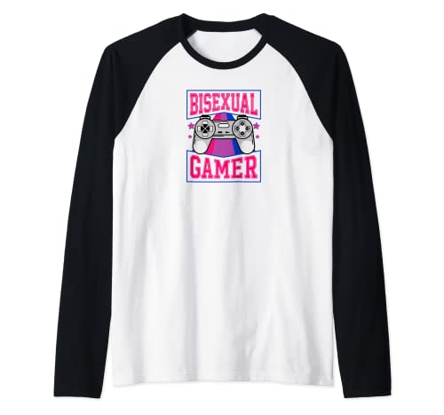 Bisessuale Gamer Videogiochi Divertente Carino Alla Moda Bi Pride Style Maglia con Maniche Raglan