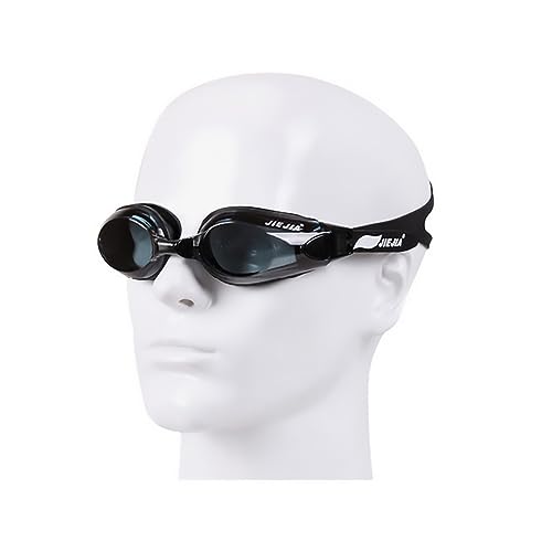 Image of AEC JieJia Unisex Rx Powered Swimming Goggles -9.00 Power with UV Protection, Anti-Fog, Slip-Resistant Design, and Earplugs for Men and Women (Black)