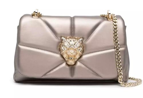 Plein Sport bolso de hombro bronce acolchado con cadena de moda actual