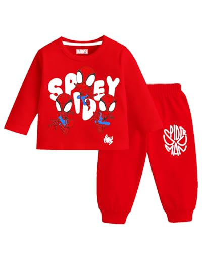 Image of Kuchipoo Marvel Boys Regular Fit Cotton T-Shirts and Pyjamas Set