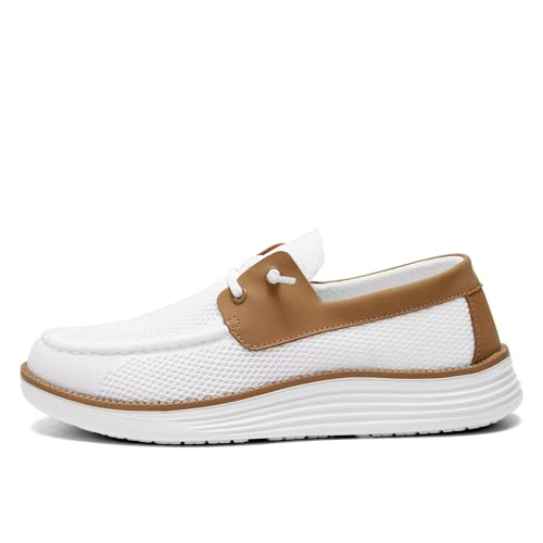 Image of Mens Boat Shoes Casual Loafers Slip On Walking Dress Sneakers Mesh Business Oxfords Work Lightweight Soft Sole