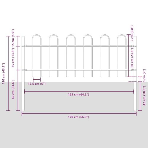 Generic Outdoor -Metallzauntafel von 8 weiß Wetterfestem, Langlebigen, Einfachen Baugruppe für Garten oder Hof, Gartenzaunset von 8 Weißmetall 66,9 X 1,3 X 43,3 in