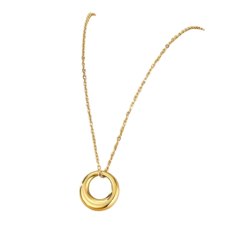 Anti Tarnish Stainless Steel Circle Shape Pendant Necklace for Women-image-42