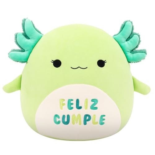 Image of Squishmallows Original 12in Mipsy The Green Axolotl with inchFeliz Cumple inch Embroidery - Official Jazwares Plush (Medium-Sized)
