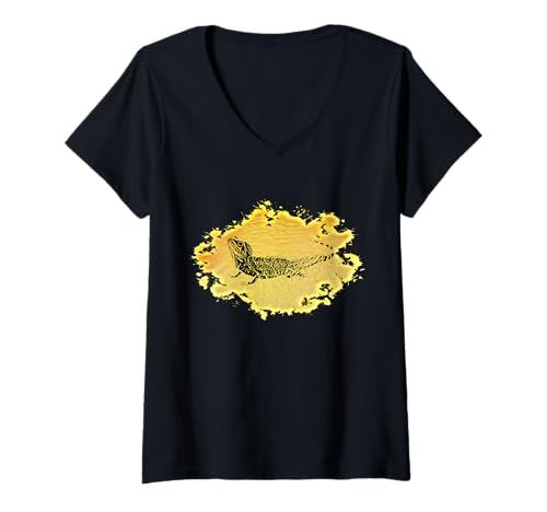Mujer Iguana Motivo Reptil Lagartijas Lagartija Terrario Iguanas Camiseta Cuello V