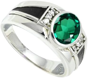 SILVERNROCK Emerald Lab Grown Gemstone Silver plated Meditation Ring Handmade Fo