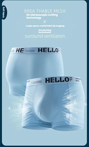 5 Packs Hello Mesh Mens Underwear, Fasqm Ice Fresh and Cool Mesh Trunks, Low Rise Breathable Fast-Dry Boxer Briefs for Men4