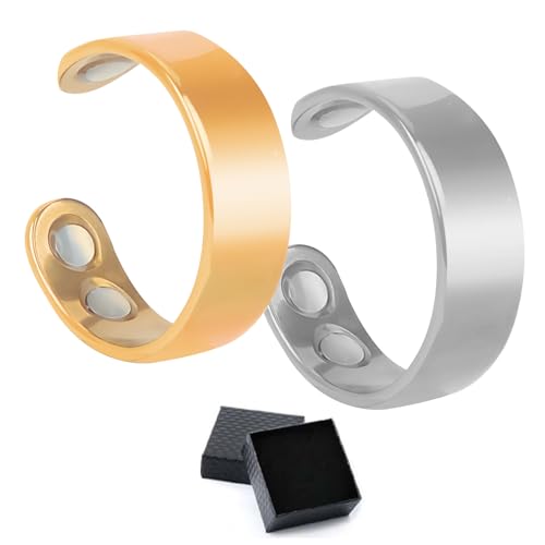2 Piezas Anillo Magnético Migrañ, Anillo Ajustable Menopausia Mejora Calidad Sueño, Anillos Magnetoterapia Portatil En Casa, Apertura para Magnética Pérdida Peso