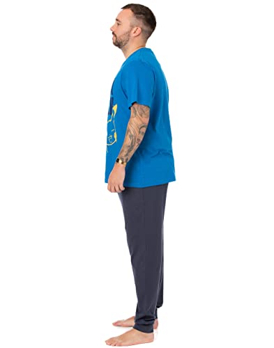 Pokemon Mens Pikachu Pajamas | Adults Blue Long Leg Loungewer Pants & Short Sleeve T-Shirt Complete Pokémon Gaming PJ Set2