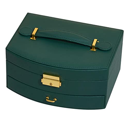 Eventualx Caja organizadora de joyas - Caja de almacenamiento portátil con espejo y cerradura, pantalla de doble capa, soporte de viaje para mujeres y niñas Cover