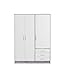 Produktbild FORTE Jupiter Kleiderschrank 3-türig, 3 Schubkästen, Holzwerkstoff, Betonoptik Lichtgrau / Weiß, 144.6 x 60 x 200 cm