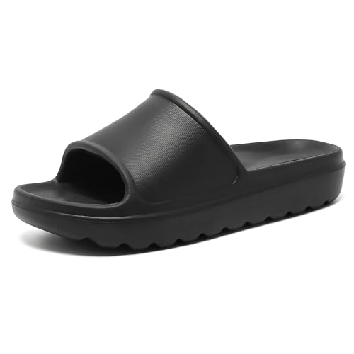 VIVASUN Badeschuhe Damen Herren Badelatschen Wasserdicht Schlappen Orthopädisch Slides Sandalen rutschfest Badeschlappen,Schwarz – Ansicht 1