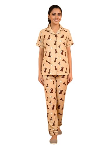 Image of Women Lycra Night Suit Set | Premium Soft Nightwear Pajama Set | Stylish Comfortable Sleepwear for Ladies | Elegant Lounge Wear Night Dress