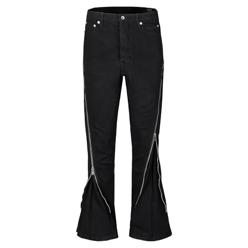 Mens Trendy Wide Leg Jeans Casual Regular-fit Zipper Jean Pant Comfort Bootcut Male Denim Pants
