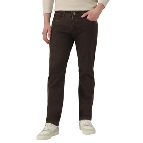 Neostreak Jeans lavados de ajuste regular para hombre elásticos, Marrón chocolate, 38