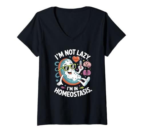 Womens Homeostasis Biology Student Physiological science Body Cell V-Neck T-Shirt