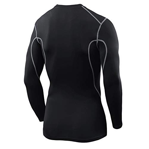 Tca Men's Pro Performance Long Sleeve Running Compression Base Layer Top - Crew Neck - Black, Xxl Mens (48-52" Chest) #TOP1