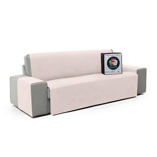 FAVERTI Cubre Sofá 3 Plazas | Protector súper Fresco y Resistente para Mascotas, Hecho en españa con Material Reciclado | Modelo Daimus | Protector sofá Natural