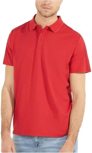Camisa Polo Guess Pique Logo-taping Hombre Rosas Claro Con Playera