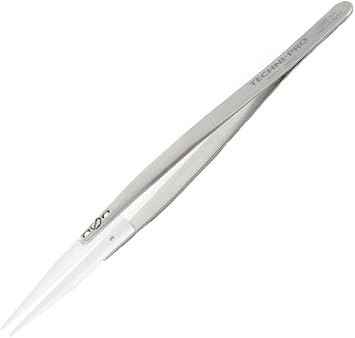 Techni-Pro 758TW2661 - Ceramic Tip Tweezers, Style 2A, Zirconia Tips A2AMZ, Round, Flat, 5.5