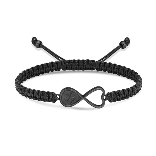 Bracelet urne pour cendres d'animaux en corde tressée ajustable