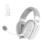 ATTACK SHARK L80PRO Wireless Gaming Headset, Adjustable Dual Mics, Lightweight Headset with 20ms Low Latency, 40mm Drivers,3 Modes (2.4G/Bluetooth/Wired) for PC/Phone (White)
