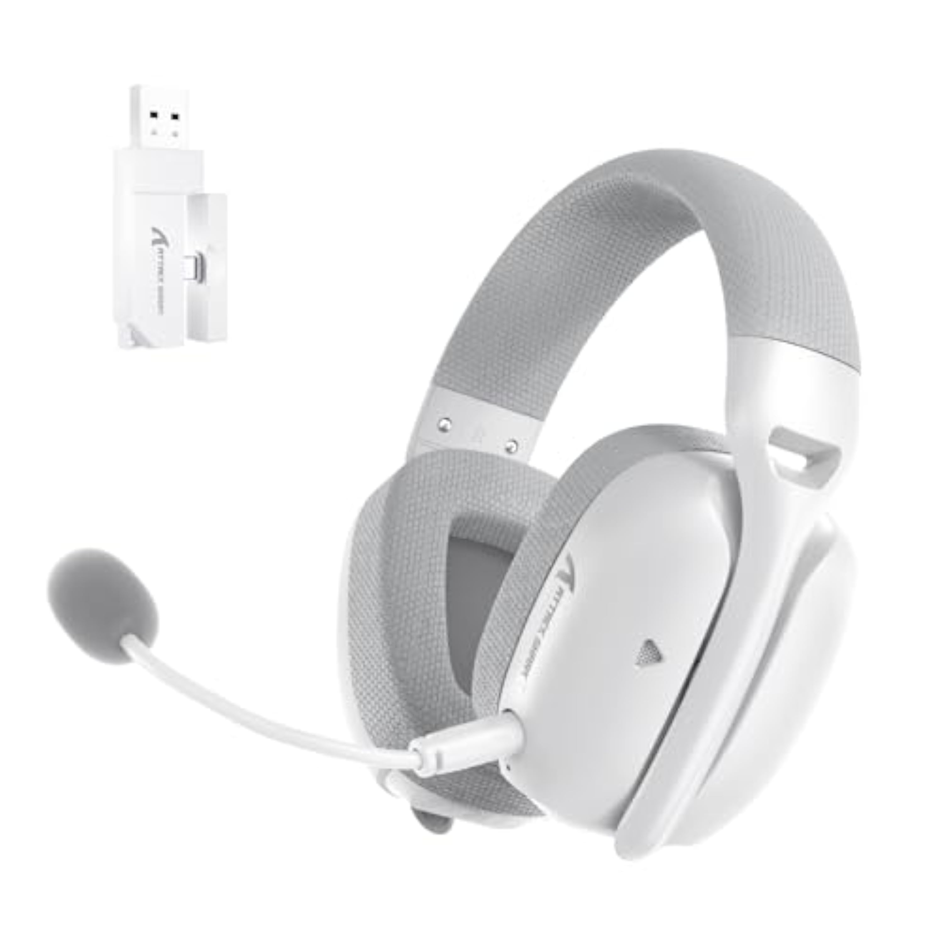 ATTACK SHARK L80PRO Auriculares Gaming Inalámbricos, Micrófonos Dobles Ajustables, Sonido Surround 3D, Baja Latencia de 20ms, Controladores de 40mm, 3 Modos (2.4G/BT/Cableado) para PC/PS/Xbox -Blanco