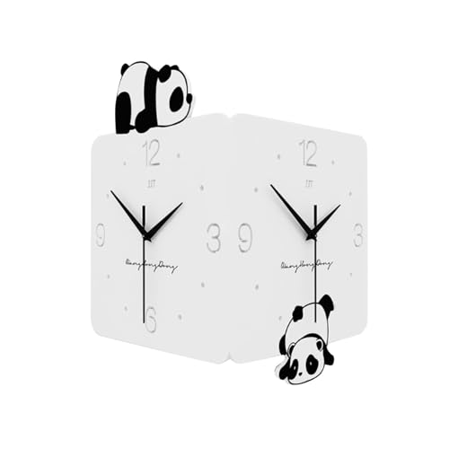 Horloge murale d'angle panda double face art mural élégant et robuste