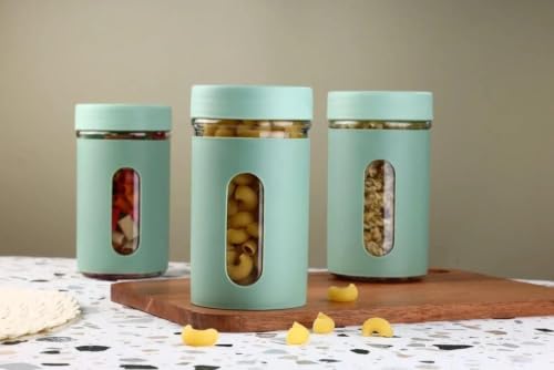 Image of SR (Set of 4) Oval Window Plastic Storage Container (1000ml) | Airtight Kitchen Storage Containers | Containers for Kitchen Storage with Window for Snacks, Dry Fruits, Tea & Coffee (Multicolor)