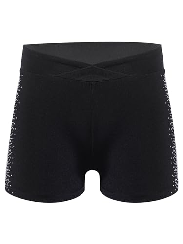 LiiYii - Pantalón corto para niña, diseño de jazz, estilo moderno, para patinaje, gimnasia, pantalones cortos de baile, Hip hop Disco de 5 a 16 años, Negro , 5-6 Años