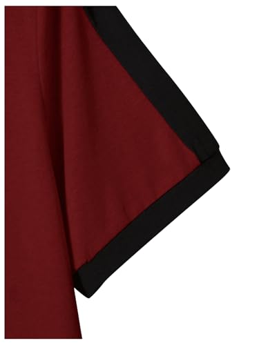 Soly Hux Men'S Crown Letter Print Striped Trim Tee Tops Short Sleeve Crew Neck Summer T Shirt Red And Black M thumb #2