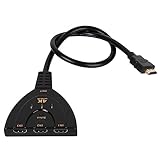 Suckoo Replacement 3 Port HDMI Switcher 3 in 1 Out 1 in 3 Out Compatible with PC Host DVD PS3 External HDMI Monitor TV Projector Selector AV Switcher Box 4K30HZ 3840@2160 1 Host at a Time