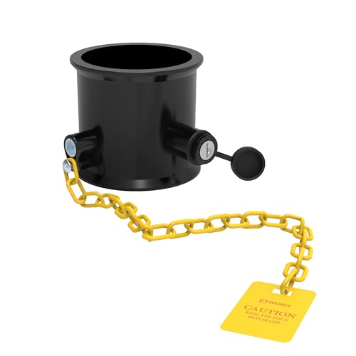 Image of 5th Wheel King Pin Lock, Heavy Duty Steel Trailer Pin Lock for RVs, Semi Trailers and Trucks, with Anti-Theft Waring Tag, Black