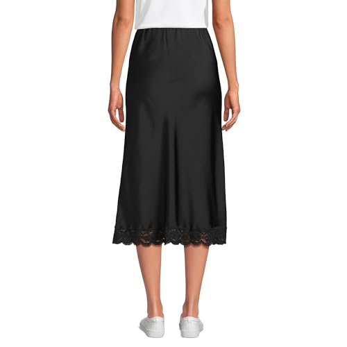 Lands' End Women's Satin Lace Trim Midi Skirt2