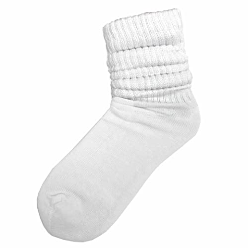4 Pairs Girls White Slouch Socks Scrunchie Cotton Plush Soft Thick Junior 6-8 4 Pairs White Girls Soft Slouch Socks Plush Cotton Thick Knit Warm Winter Scrunch Junior Sizes 6-8 Teen Calf Scrunchie