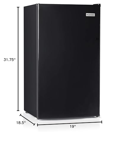 Image of Igloo IRF32BK Single Door Compact Refrigerator with Freezer, Slide Out Glass Shelf, Perfect for Homes, Offices, Dorms, 3.2 Cu.ft