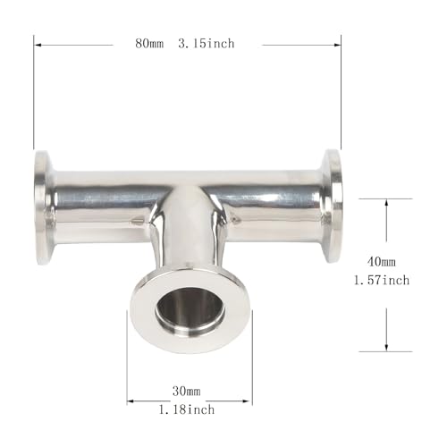 Image of QiiMii Vacuum Fittings - KF-16 Tri Clamp Tee 3 Way Stainless Steel SS304