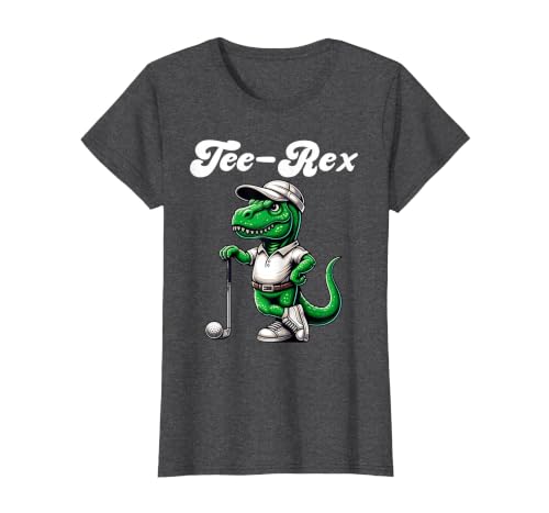 Tee Rex Golf T Rex Dinosaur Boys Men's Women's Kids Golfing T-Shirt, Women, Dark Heather Grey, Small