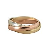 Three Rolling Rings 925 Sterling Silver Copper Brass Triple Interlocking Rings Stacking Bands Multi Tone Rings Russian Wedding Rings Trinity Rings Wedding Band (10.5)