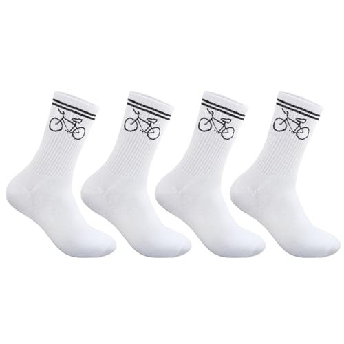 VOSSOT Chaussettes vélo homme femme 2 paires, chaussettes respirantes avec motif cycliste, confortables et élastiques, idéales pour cyclisme sport et idée cadeau