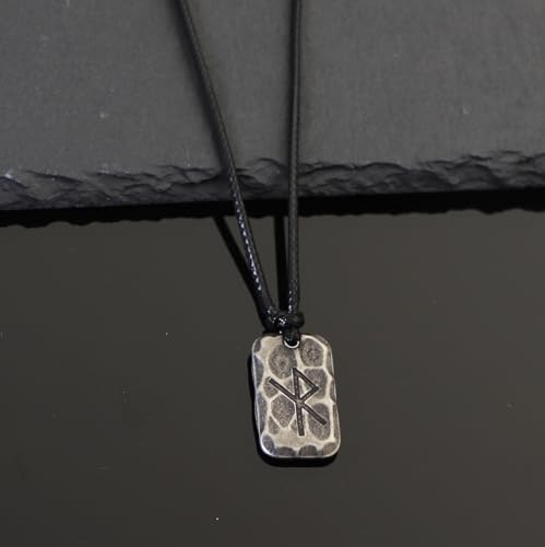 Image of Ankiyabe Stainless Steel Norse Viking Rune Pendant with Adjustable Braided Rope Good Luck /Love /Strenght /Health Viking Symbol Necklace for Men Women
