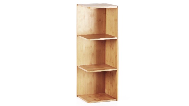 Badkamer hoekkast/rekje van bamboe hout 29 x 29 x 85 cm | Fun en Feest