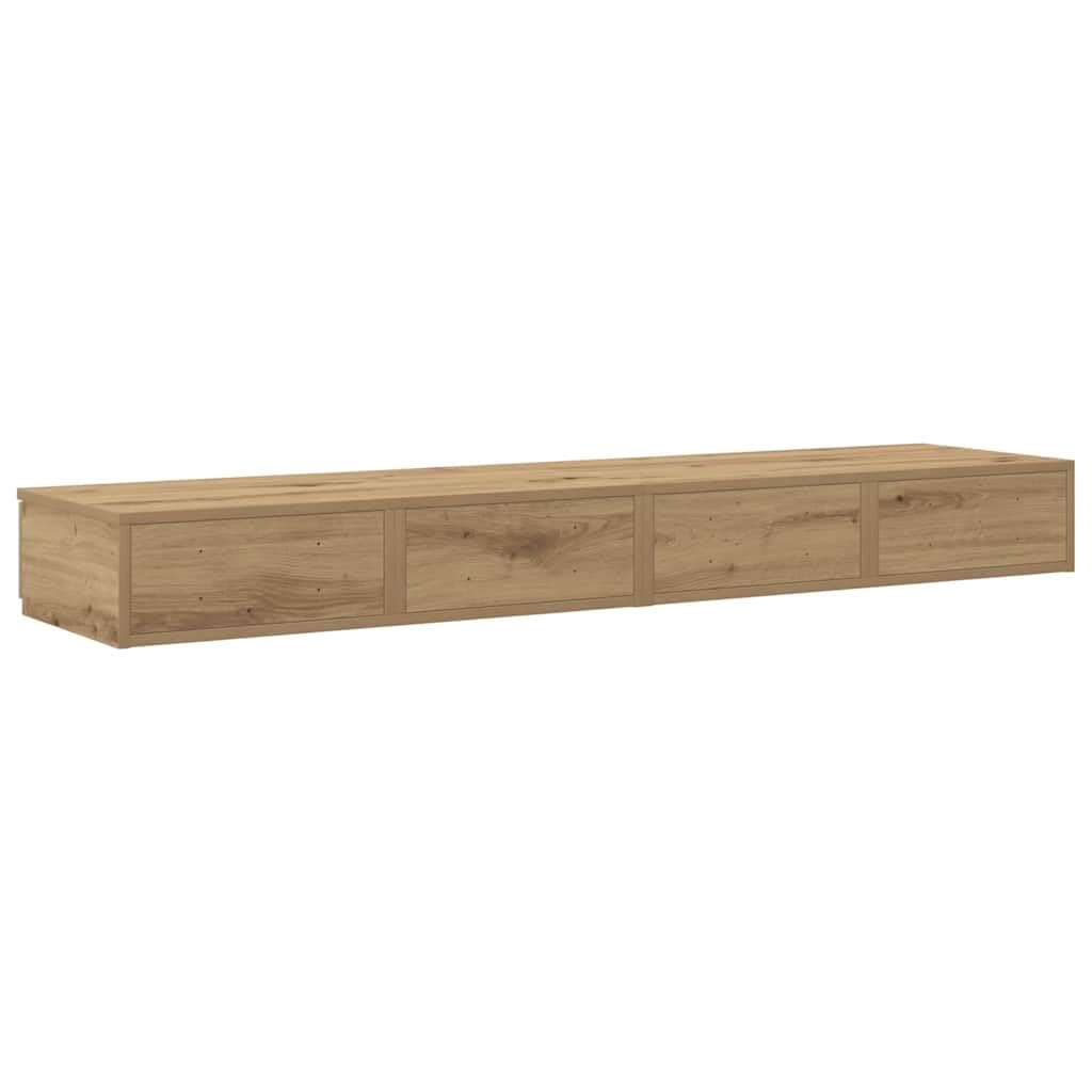 Minimalistische Bettschubladen Artisan-Eiche - 140x36,5x16,5 cm Holzwerkstoff Unterbettkommode mit 4 Push-to-Open Schubladen, Bett-Unterbau & Sitzgelegenheit fürs Schlafzimmer