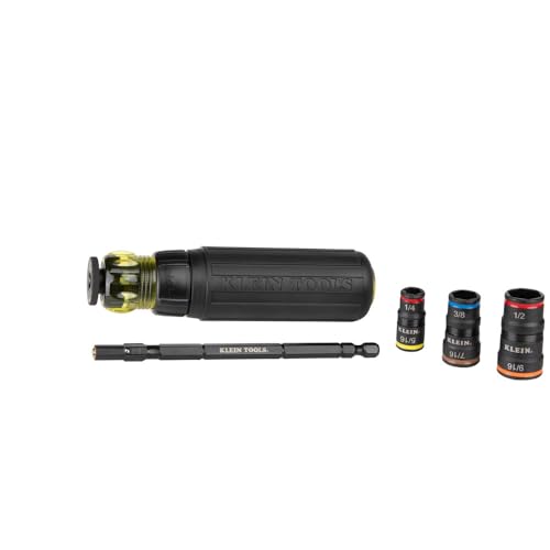 Klein Tools 32910RCHT Impact Driver, 7-In-1 Sae Impact Socket Set With Ratcheting Handle, Flip Socket With 6 Hex Driver Sizes Plus A 1/4-Inch Bit Holder thumb #1