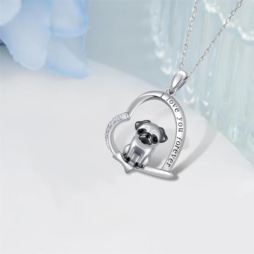 jtkhaweh Halskette Ketten Schmuck Herren Frauen Anhänger Necklace Kreative Süße Herzförmige Mops-Anhänger-Halskette Für Frauen