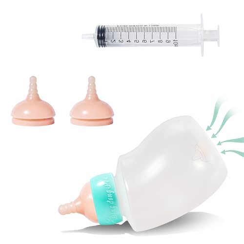 Bubble milk bowl Doggiema - Biberón alimentador para cachorros, tetina de silicona y jeringas para todas las razas de cachorros y otros animales (botella de 300 ml + 2 tamaños de pezón (M/L) + 1