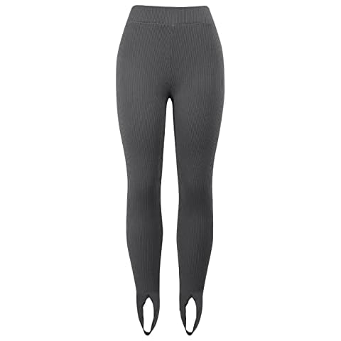 Yoga Leggings for Women Stretchy Tummy Control Slim Trousers High-Waisted Butt Lifting Textured Tights Fitness Lounge Yoga Stirrup Leggings Pants (Gray, XXL) Cover