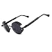 Ronsou Steampunk Style Round Vintage Polarized Sunglasses Retro Eyewear UV400 Protection Matel Frame black frame/gray lens