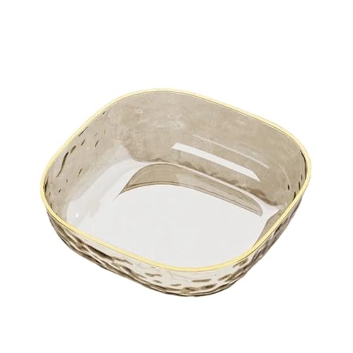 UALXPAO Insalatiera in cristallo 1PC Ciotola Trasparente in Vetro Colorato for Insalata di Frutta, Dessert, Biscotti, Stoviglie for la Casa(Transparent-gold)