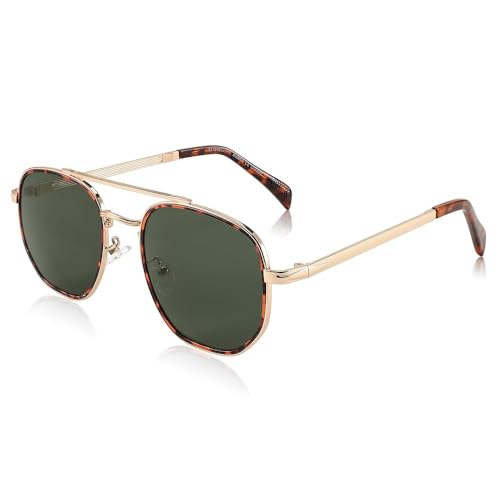 Image of FEISEDY Women Men Square Aviator Sunglasses Gradient Lens Retro Small Metal Shades B2953